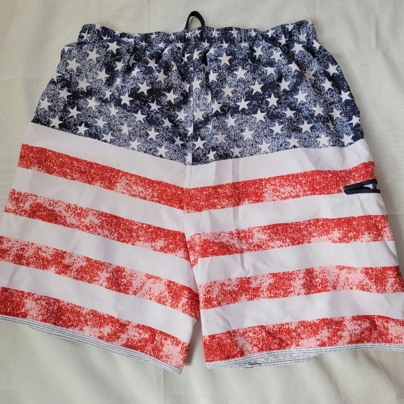 burnside Other - Burnside men's large American flag side pocket swim short